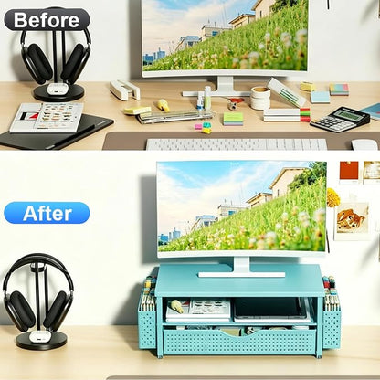 Spacrea Desk Organizer and Accessories, Computer Monitor Stand Riser - Image 2