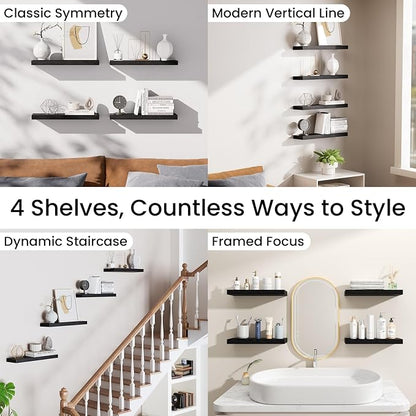 BAYKA Floating Shelves for Wall, 15.7in Wall Mounted Rustic Wood Shelves for - Image 9