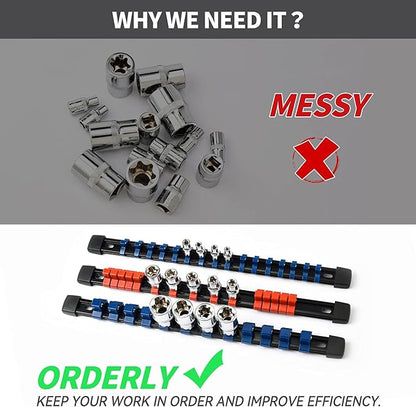 Socket Organizer Drive ABS Tools-Socket Holder, 3/8-Inch x 135 Clips, 1/2-Inch - Image 7