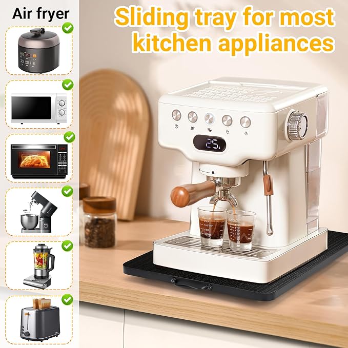 Sliding Tray for Coffee Maker, 360° Rotating Appliance Slider for Kitchen - Image 7