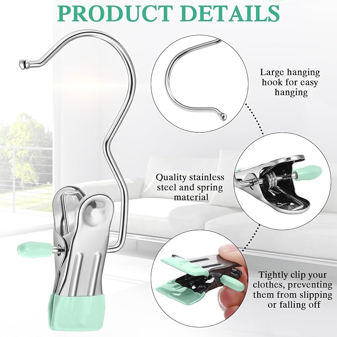 Yinder Boot Hangers Clips Laundry Hooks Hanging Stainless Steel Clothes Pins - Image 3