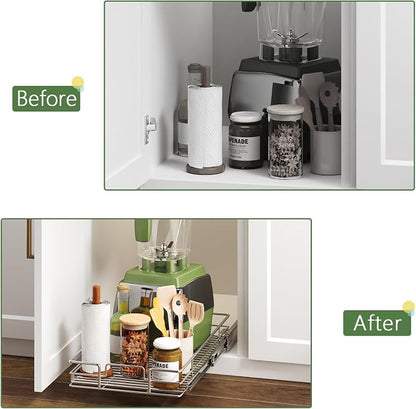 Pull Out Cabinet Organizer 13½" W x 18" D, Heavy Duty Cabinet Pull Out Shelves - Image 8