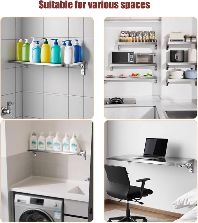 304 Stainless Steel Folding Wall Shelf Wall Mount Kitchen Storage Shelves - Image 7