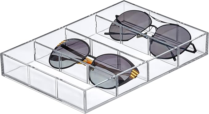 Amazing Abby - Soleil - Acrylic 4-Compartment Sunglass Organizer, Plastic by AmazingAbby