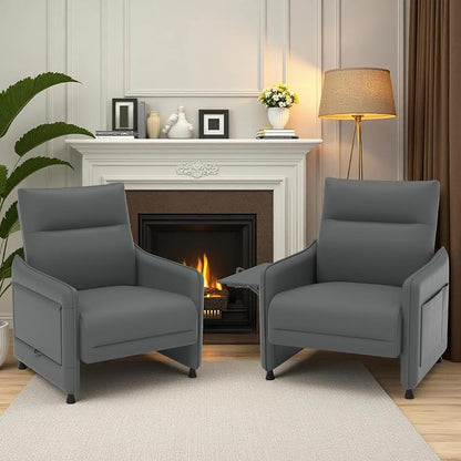 Upholstered Accent Sofas Set of 2, Modern Faux Leather Sofa Chairs by Tbillionnext