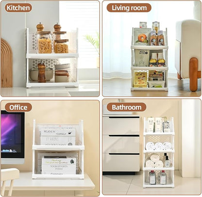 Pull-out Plastic Storage Basket, Stackable Closet Organizers Drawer Anti-Tipping - Image 5