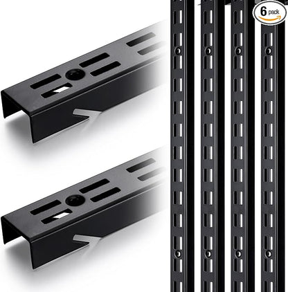 6 Pcs 47.5 Inches Shelf Rails Bracket Track Upright Closet System Hardware by Unknown