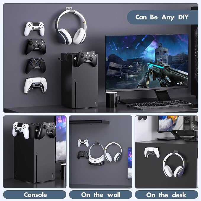Controller Wall Mount for PS5/PS4/Xbox/Switch Controller, Adhesive PS5 Headset - Image 5