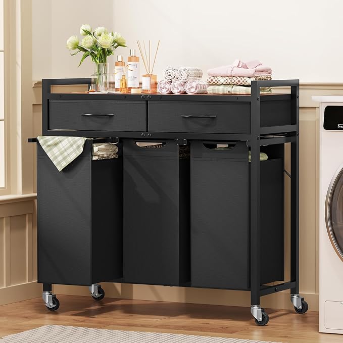 Laundry Sorter 3 Section, 120 L Laundry Hamper - Image 8