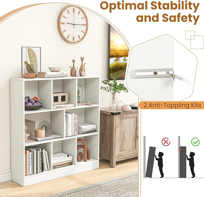 Giantex 8 Cube Bookcase, 4-Tier Freestanding Bookshelf w/ 8 Open Compartments - Image 4