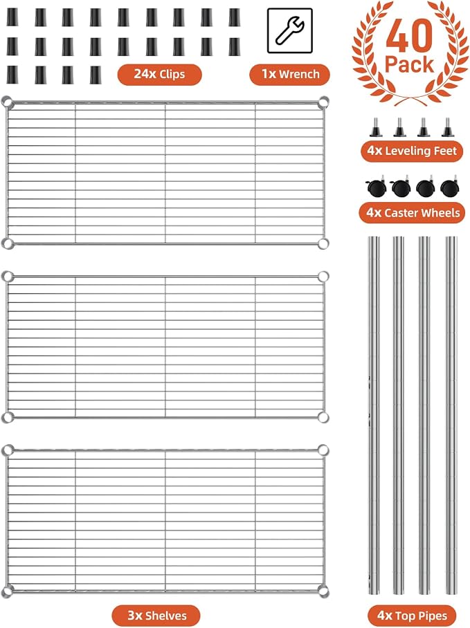 HealSmart 3-Tier Heavy Duty Storage Shelves 750Lb Capacity, 24.02" D x 13.78" W - Image 8