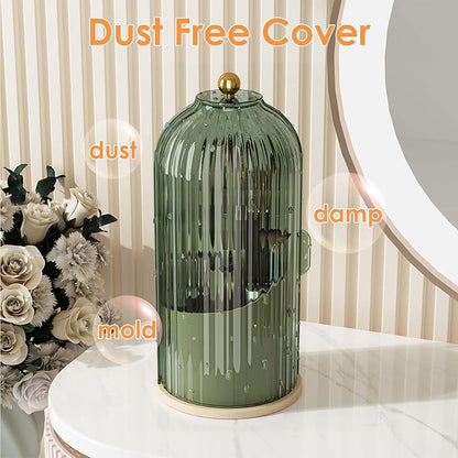 Makeup Brush Holder with Lid 360 Rotating Clear Dustproof Make Up Organizers - Image 4