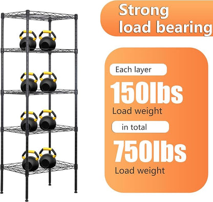 BestOffice | 5-Tier Wire Shelf | 17" x 12" x 48" | Black | Storage Shelves - Image 7