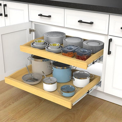 Wooden Pull out Cabinet Organizer 11" W x 21" D x 3.35" H, Heavy Duty Slide Out - Image 8