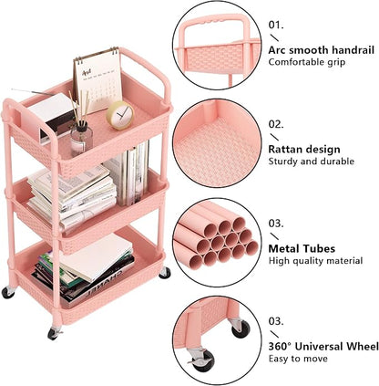 MOYIPIN 3-Tier Plastic Rolling Utility Cart - Image 5