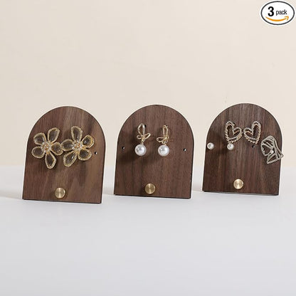 GemeShou 3pcs wooden jewelry earring organizer holder, walnut earring studs by GemeShou