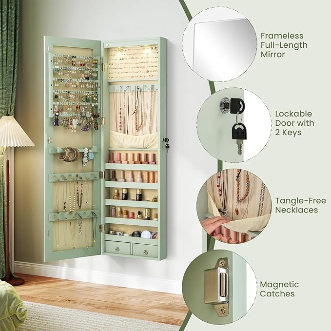 Giantex Wall Door Mounted Jewelry Armoire Cabinet - Image 6