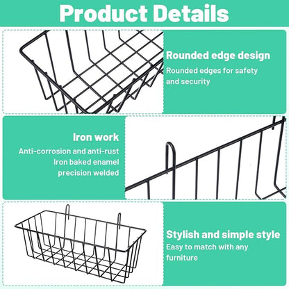 6 Pack Grid Panel Hanging Wire Basket, Hanging Wire Basket No Drilling - Image 3