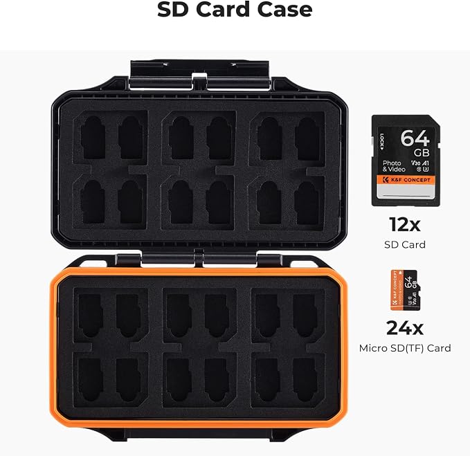 K&F CONCEPT 36 Slots SD Micro SD Memory Card Case, Water-Resistant SD Card - Image 2