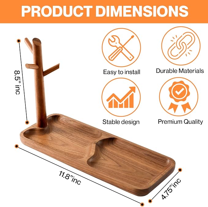 Walnut Wood Key Tray for Entryway Table, Jewelry Tray, Catchall Tray - Image 2