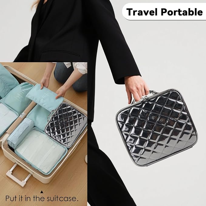 Travel Makeup Bag Makeup Cosmetic Train Case Organizer Portable Storage Bag - Image 7