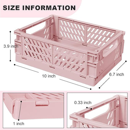 Small Pastel Plastic Storage Bins 2Pcs Foldable Pastel Crates Plastic Basket - Image 2
