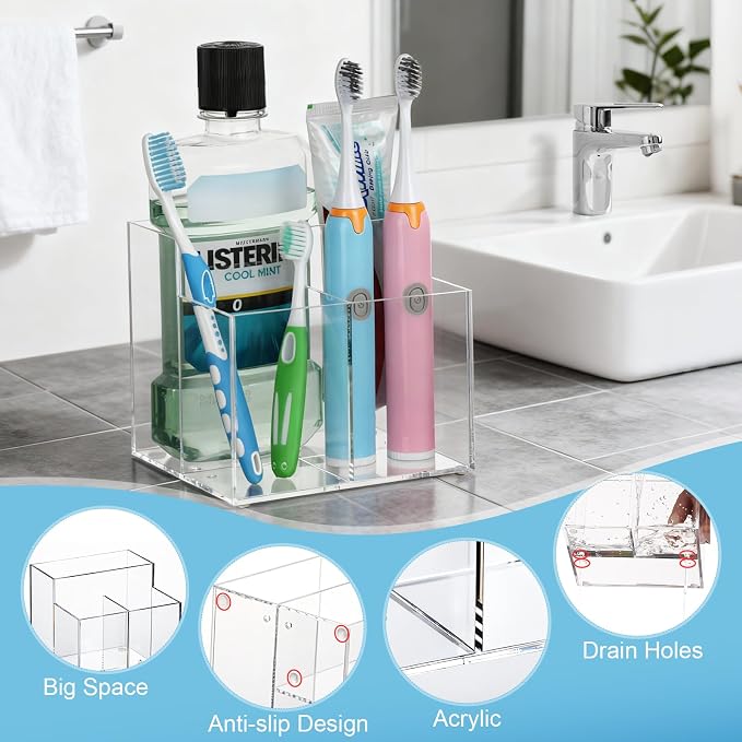 Toothbrush Holder, Large Capacity Electric Toothbrush and Toothpaste Holder - Image 3