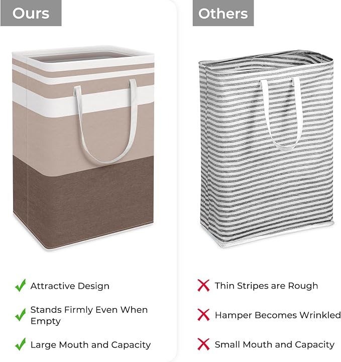 HomeHacks 2-Pack Large Laundry Basket, Waterproof, Freestanding Laundry Hamper - Image 3