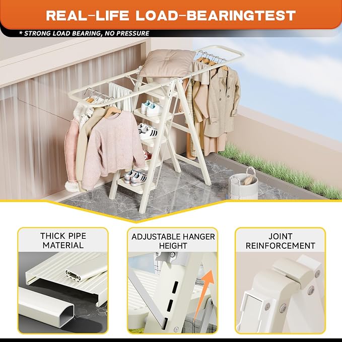 Multi-Functional 5 Step Ladder Used as Clothes Drying Rack, Sturdy Carbon Steel - Image 5