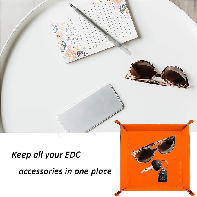 siduater Valet Tray Desktop Storage Organizer – Vegan Leather Catchall Bedside - Image 4