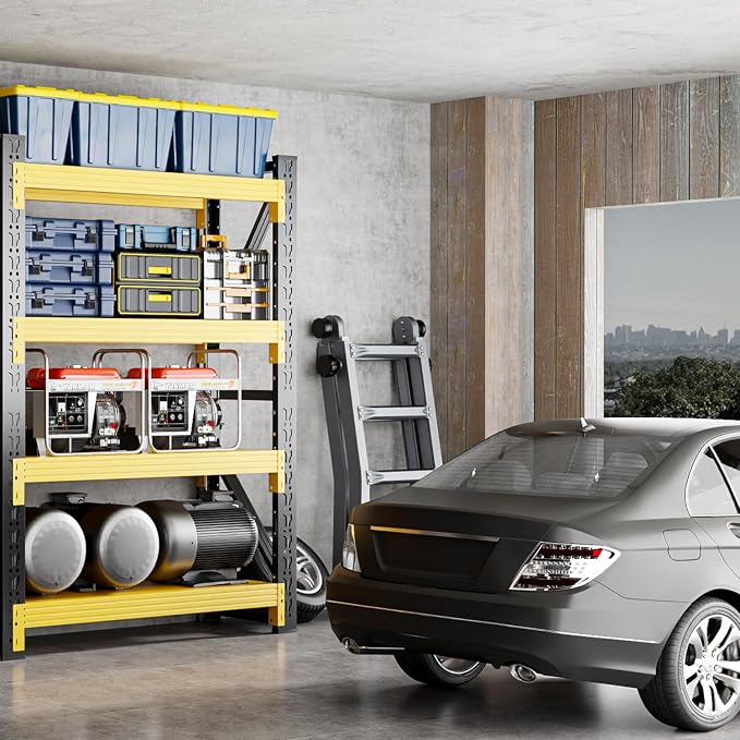 32" W Garage Shelving, 4-Tier Heavy Duty Storage Shelves Unit - Image 8