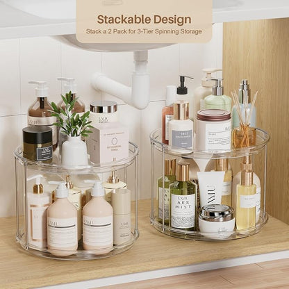 LAMU 12in 2 Tier Lazy Susan Organizer Large Lazy Susan Turntable Rotating Spice - Image 5