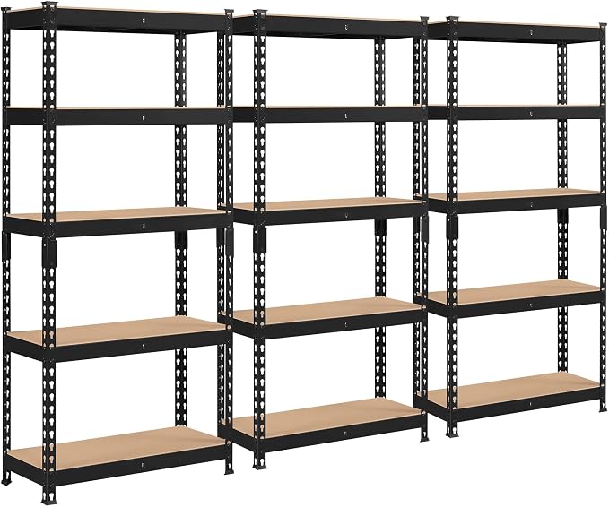 Topeakmart 3 PCS 5-Tier Utility Shelves, Metal Storage Shelves Garage Shelving by Topeakmart
