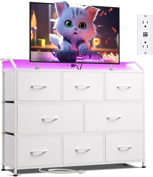 WLIVE Dresser for Bedroom, 8 Drawer LED Dresser by WLIVE