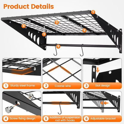 Garage Shelving 2x3ft 4-Pack, Garage Storage Rack 24"x36" Metal Shelves Black - Image 4