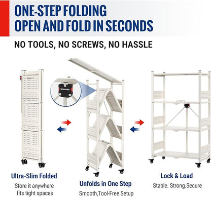 WORKPRO 4-Tier Folding Shelf, No-Assembly Metal Storage Rack - Image 5