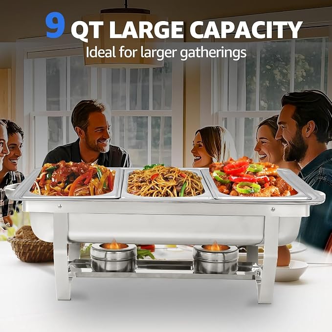 4 pack Chafing Dishes for Buffet of Stainless Steel Food Warmers for Parties 9 - Image 3
