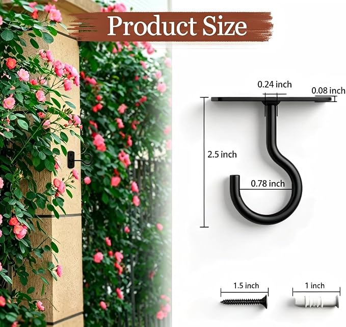 Ceiling Hooks for Hanging Plants 6Pack 2.5in Black - Image 3