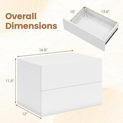 KOMFOTT Floating Nightstand Set of 2, Wall Mounted Night Stand - Image 2