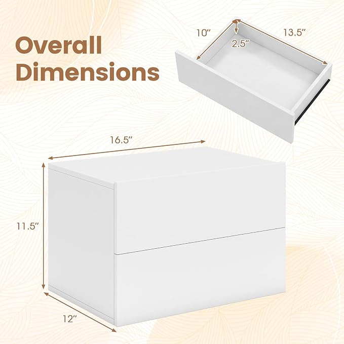 KOMFOTT Floating Nightstand, Wall Mounted Night Stand - Image 2