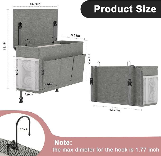 Dual-purpose Bedside Caddy Bedside Organizer, Bed Caddy - Image 2