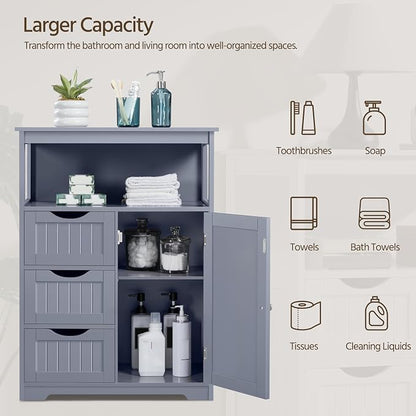 Yaheetech Bathroom Storage Cabinet Bathroom Floor Cabinet Freestanding Storage - Image 6