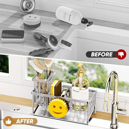 Sponge Holder for Kitchen Sink, Smiley Face Sink Caddy - Image 6