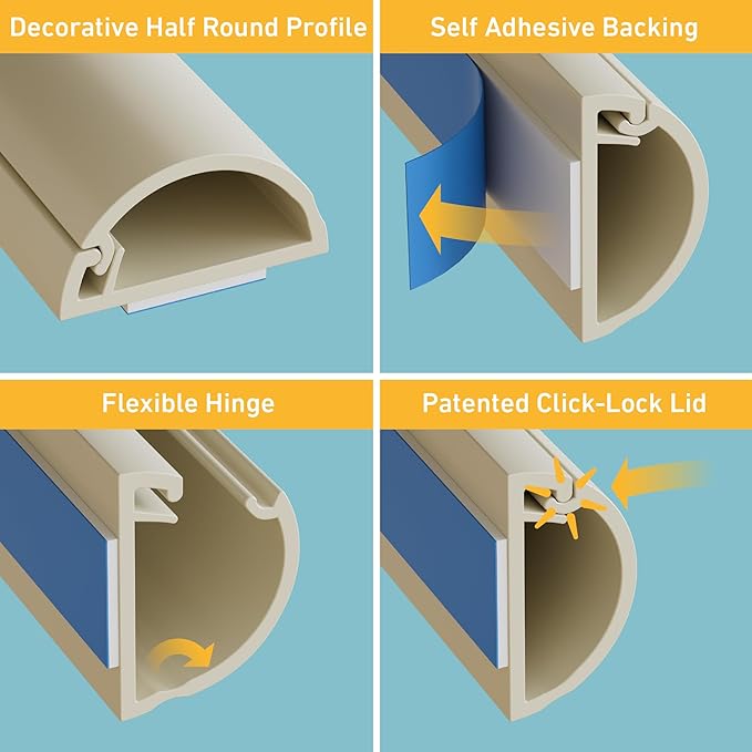 D-Line 157in Cord Hider Kit, Patented Cable Cover, Hide Wires on Wall, Channel - Image 3