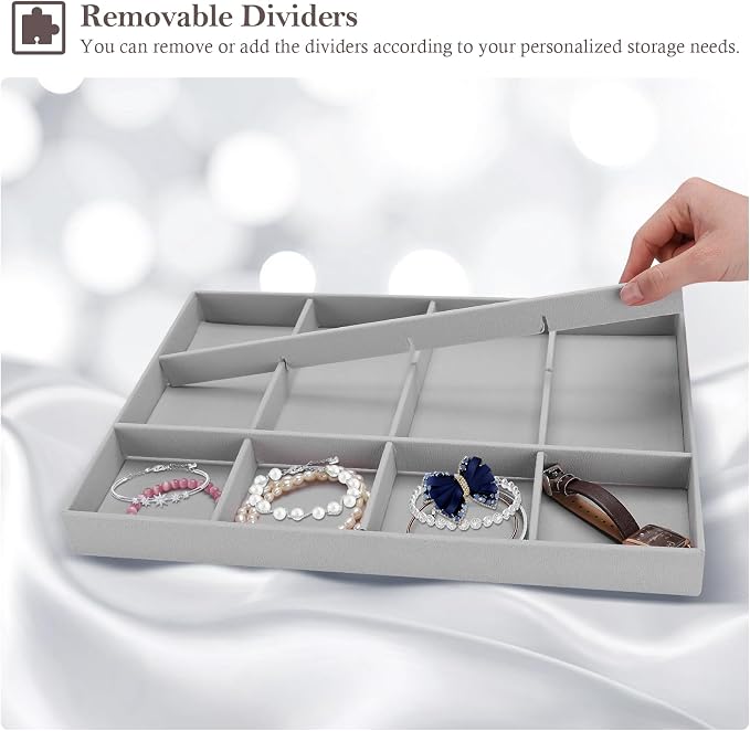 ProCase Stackable Large Jewelry Drawer Organizer, 3 Pack Velvet Jewelry - Image 6
