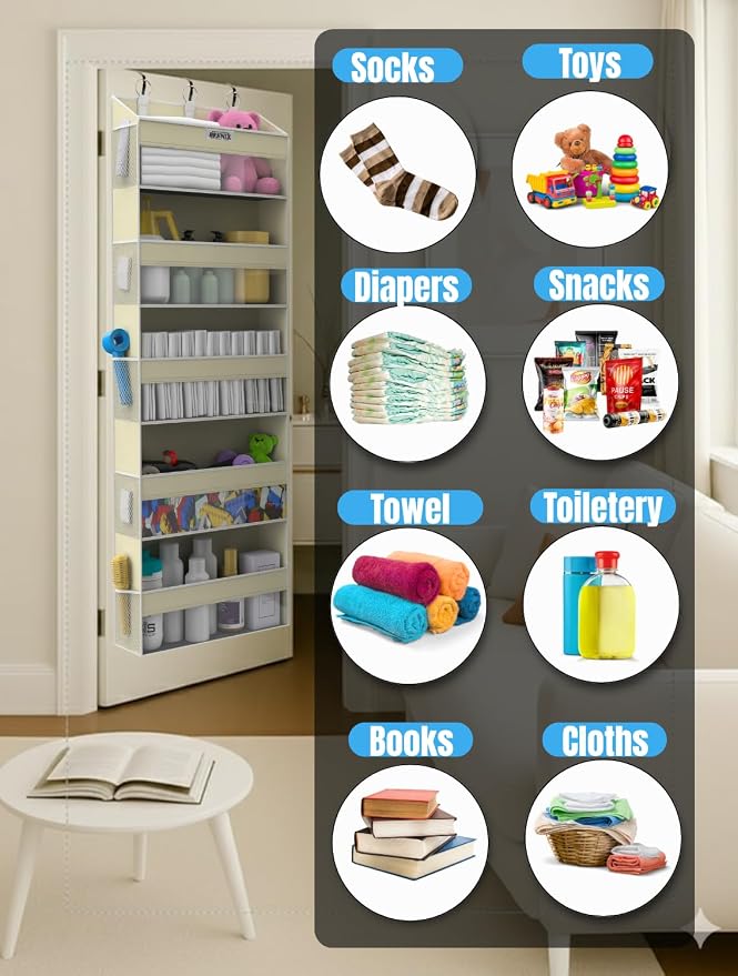 Over the Door Organizer with 5 Large Pockets & 10 Mesh Side Pockets – Durable - Image 5