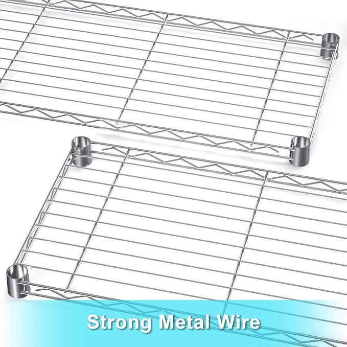 Auslar 5-Tier Heavy Duty Wire Shelving, Adjustable Storage Rack, Chrome | 14"D - Image 5
