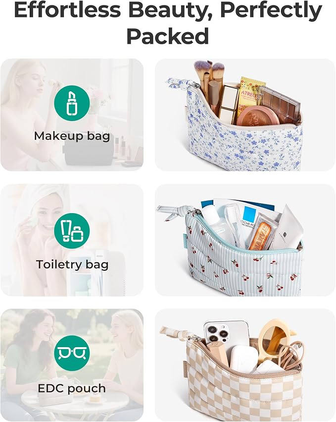 BAGSMART Mini Makeup Organizer, Puffy Travel Pouch - Image 4