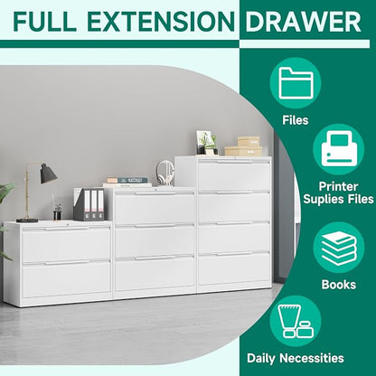 Filing Cabinet with Lock, Lateral File Cabinets 3 Drawer Metal Wide Filing - Image 6