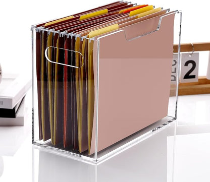 DINGHUO Acrylic File Folder Organizer Box, Letter Size Hanging File Organizer - Image 4